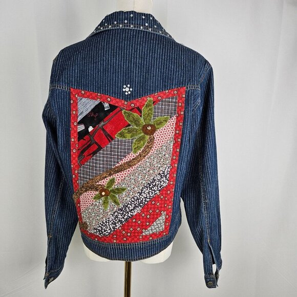 Ohio State Buckeyes Denim Jacket Small Embroidered Patchwork Blue - Picture 4 of 14